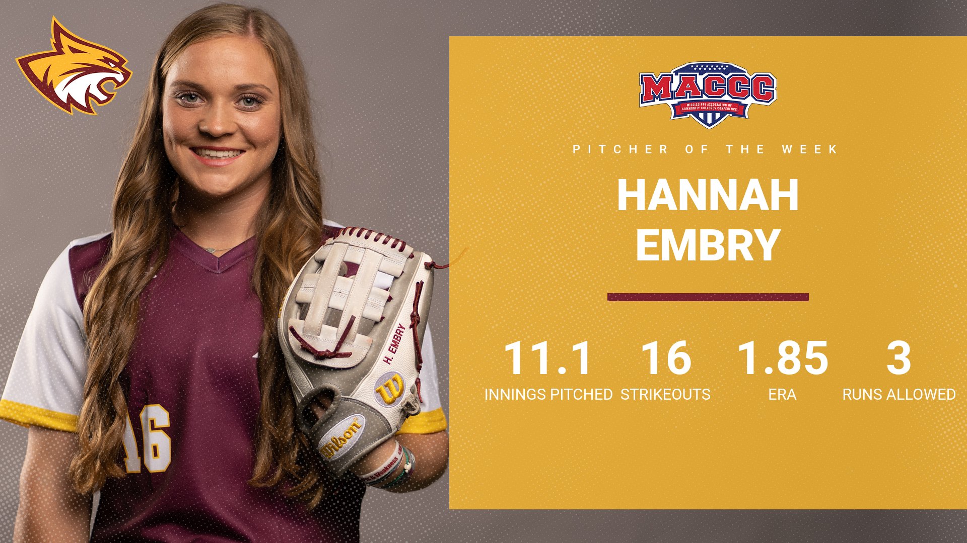 Pearl River pitcher Hannah Embry honored by MACCC