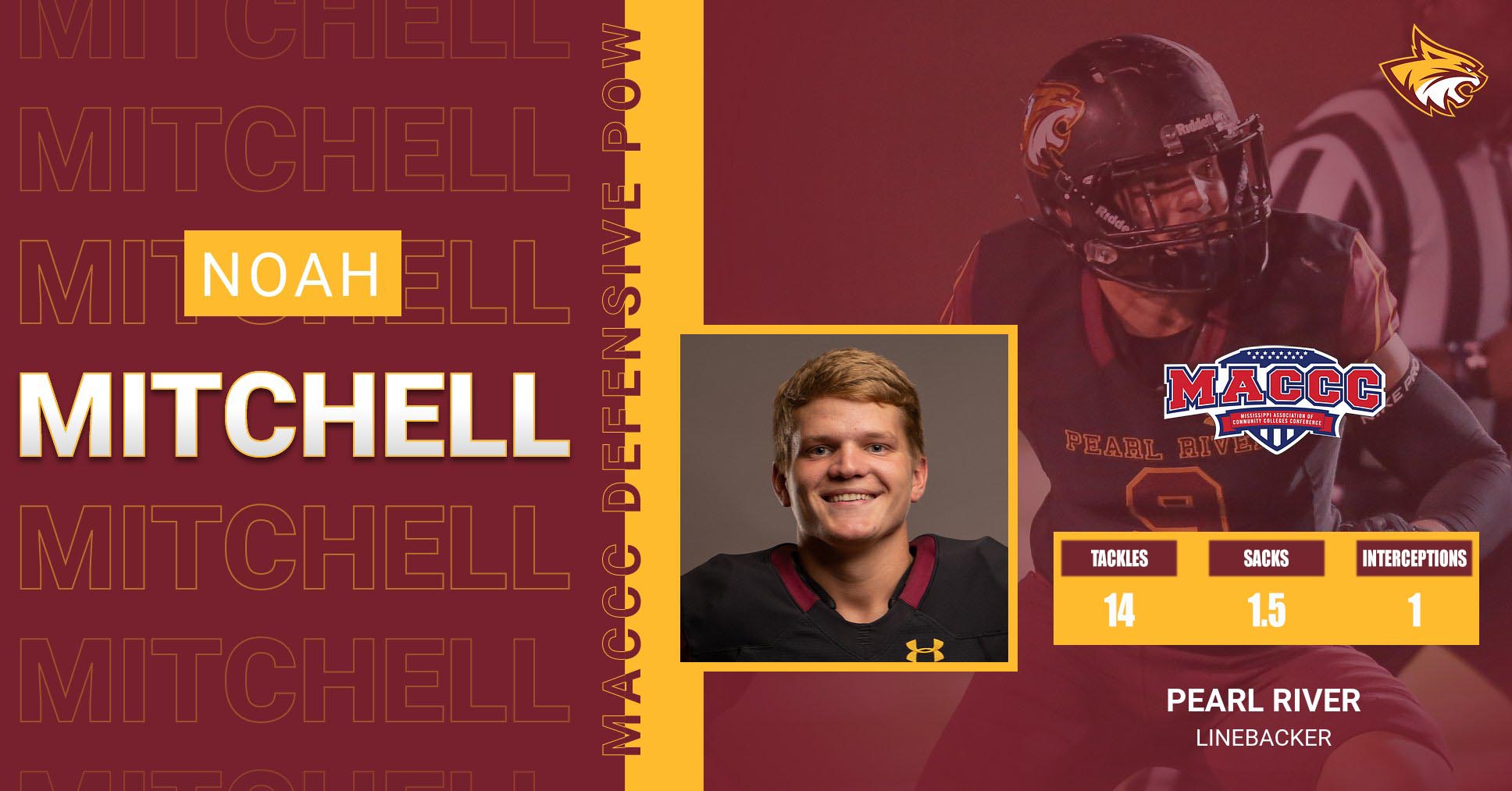 Pearl River&rsquo;s Noah Mitchell named MACCC Defensive Player of the Week