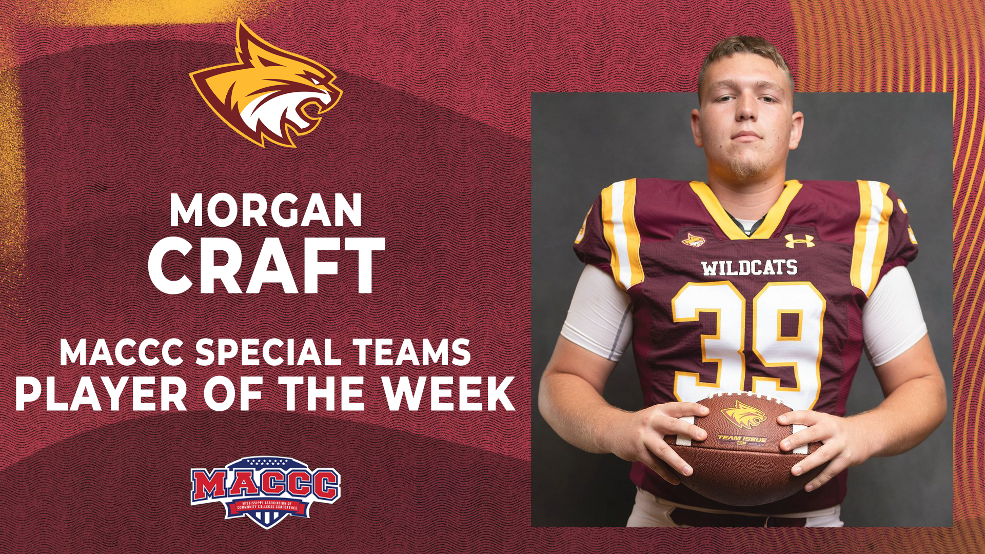 PRCC's Morgan Craft named MACCC Special Teams Player of the Week