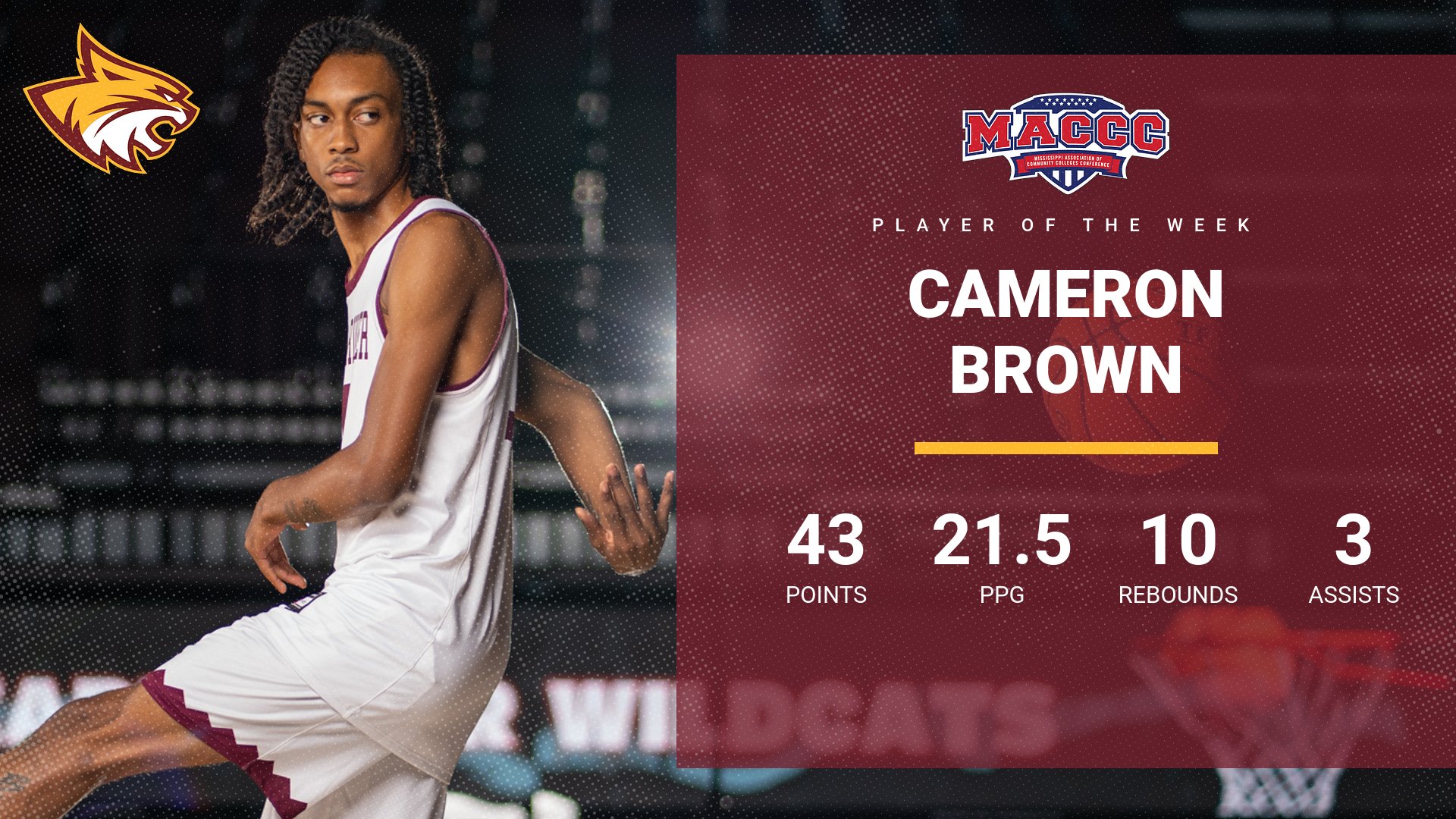 Cameron Brown&rsquo;s big week earns him MACCC honor