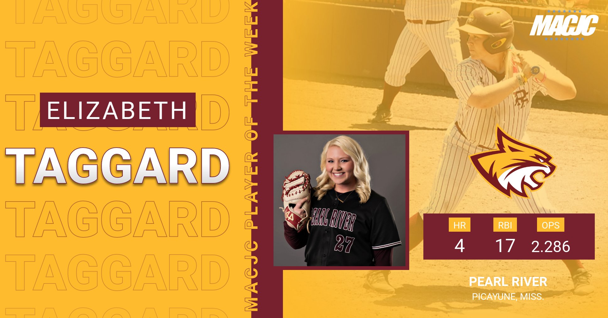 Pearl River&rsquo;s Elizabeth Taggard named MACJC&rsquo;s Player of the Week