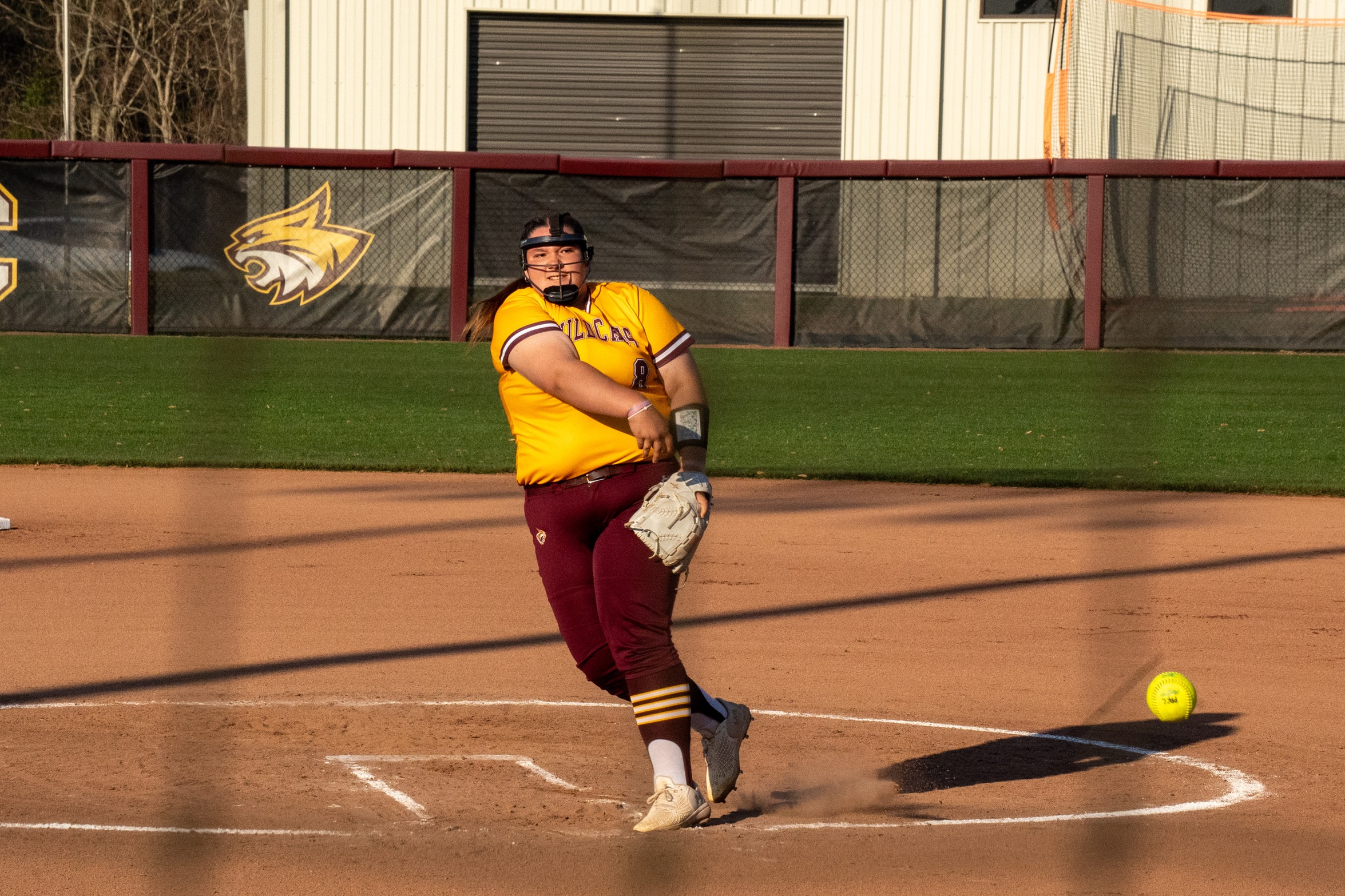 Lizzie Meeks (Ripley; Pine Grove) delivers a pitch in her no-hitter against Lansing. (Karisa Watkins/PRCC Athletics).