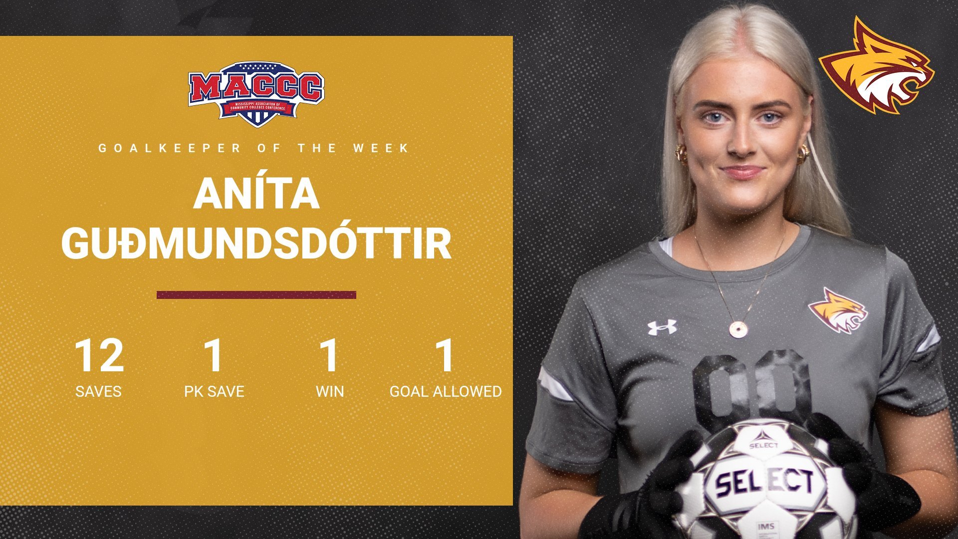 Pearl River&rsquo;s&nbsp;An&iacute;ta Gu&eth;mundsd&oacute;ttir named MACCC Goalkeeper of the Week&nbsp;