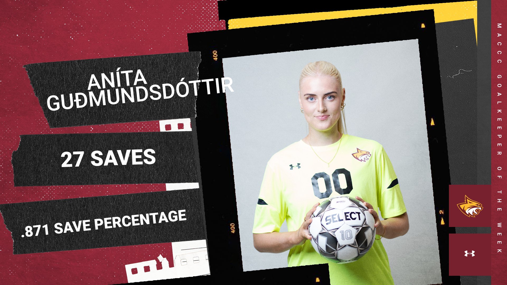 No. 15 PRCC's An&iacute;ta Gu&eth;mundsd&oacute;ttir named MACCC Goalkeeper of the Week
