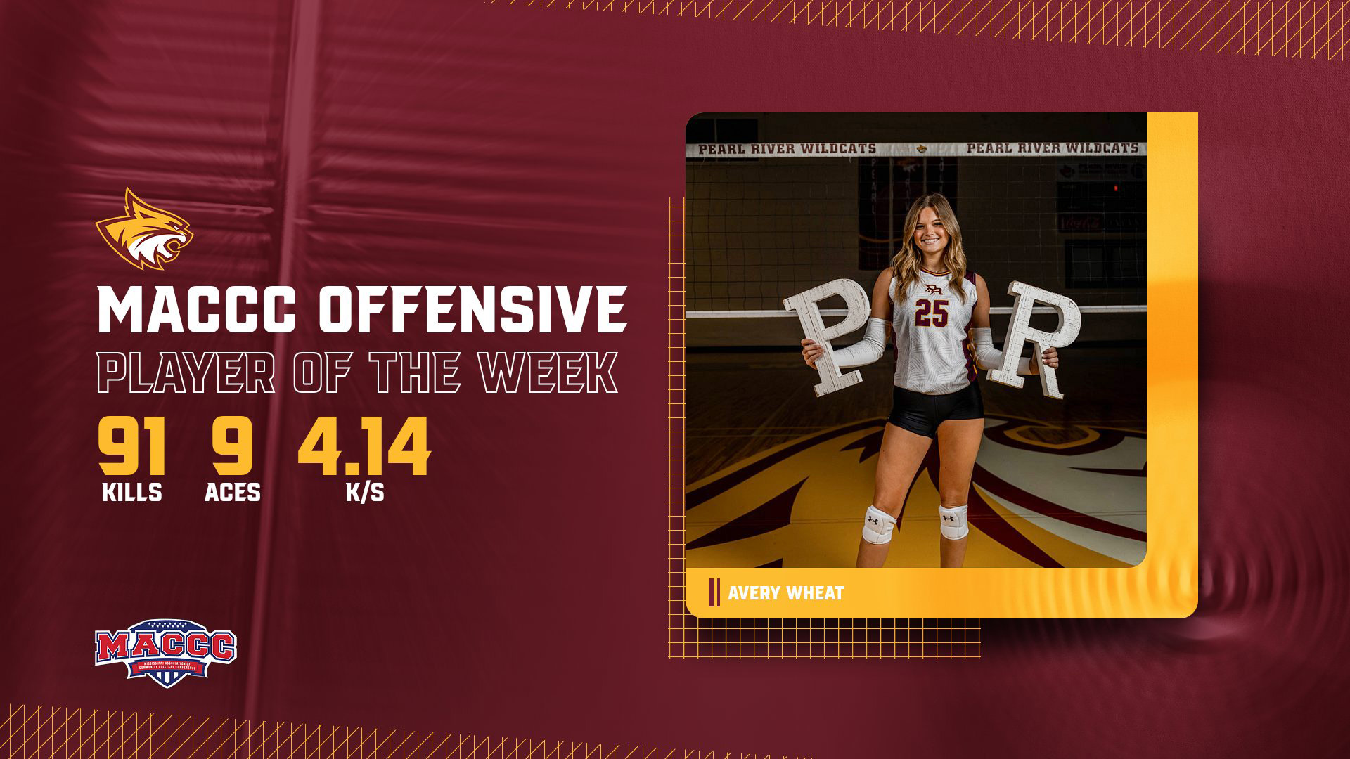 PRCC's Avery Wheat named MACCC Offensive Player of the Week